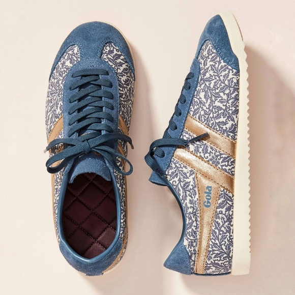 Gola Shoes - Gola Bullet sneakers liberty blue gold floral leaf print size 8